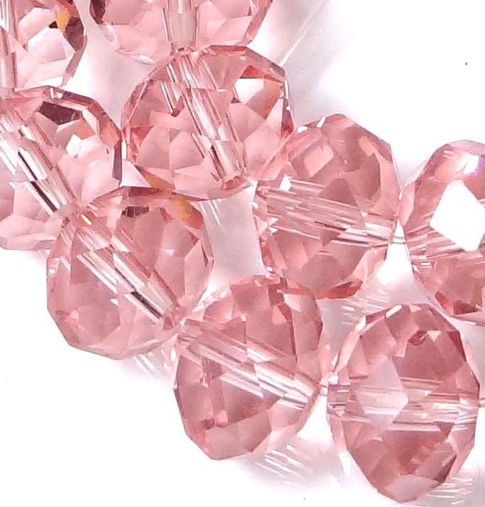 25 Firepolish Glass Crystal Faceted Rondelle beads – Rosaline 10x7mm