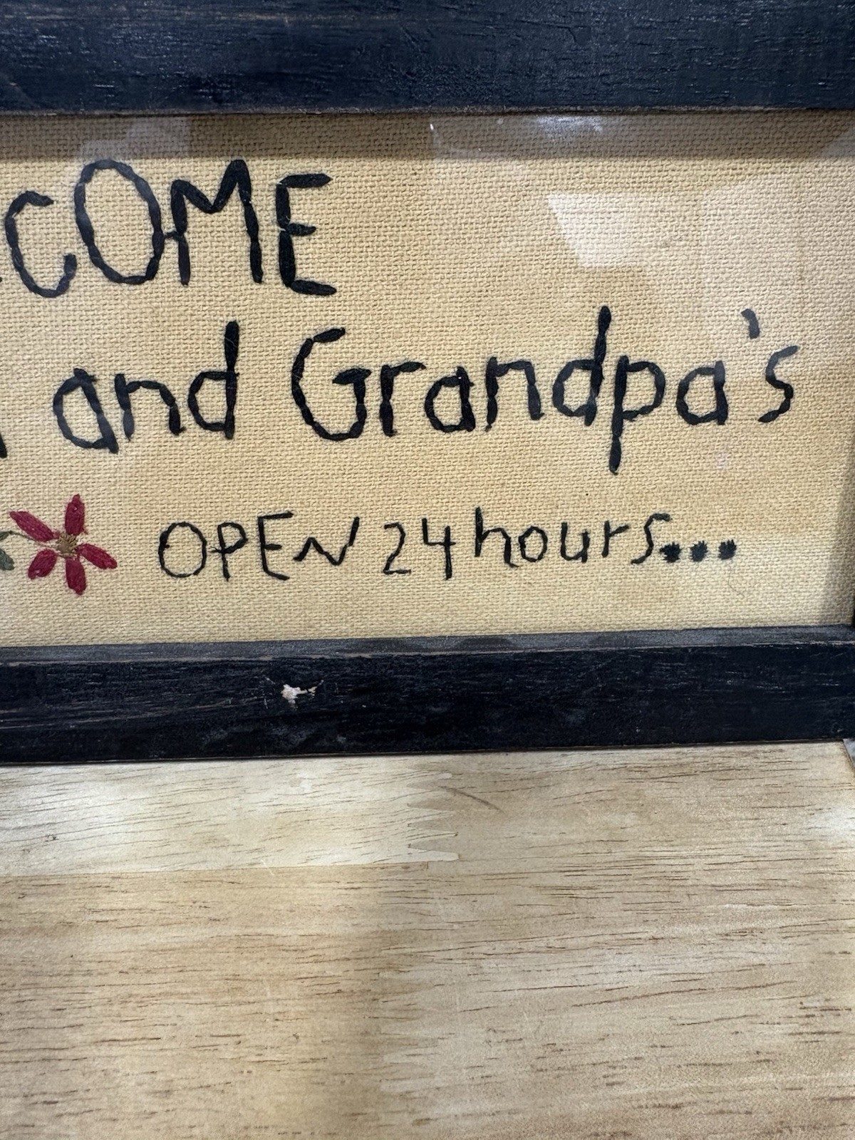 Framed Cross Stitch Vintage Decor “welcome To Grandma & Grandpa’s Open 24 Hours