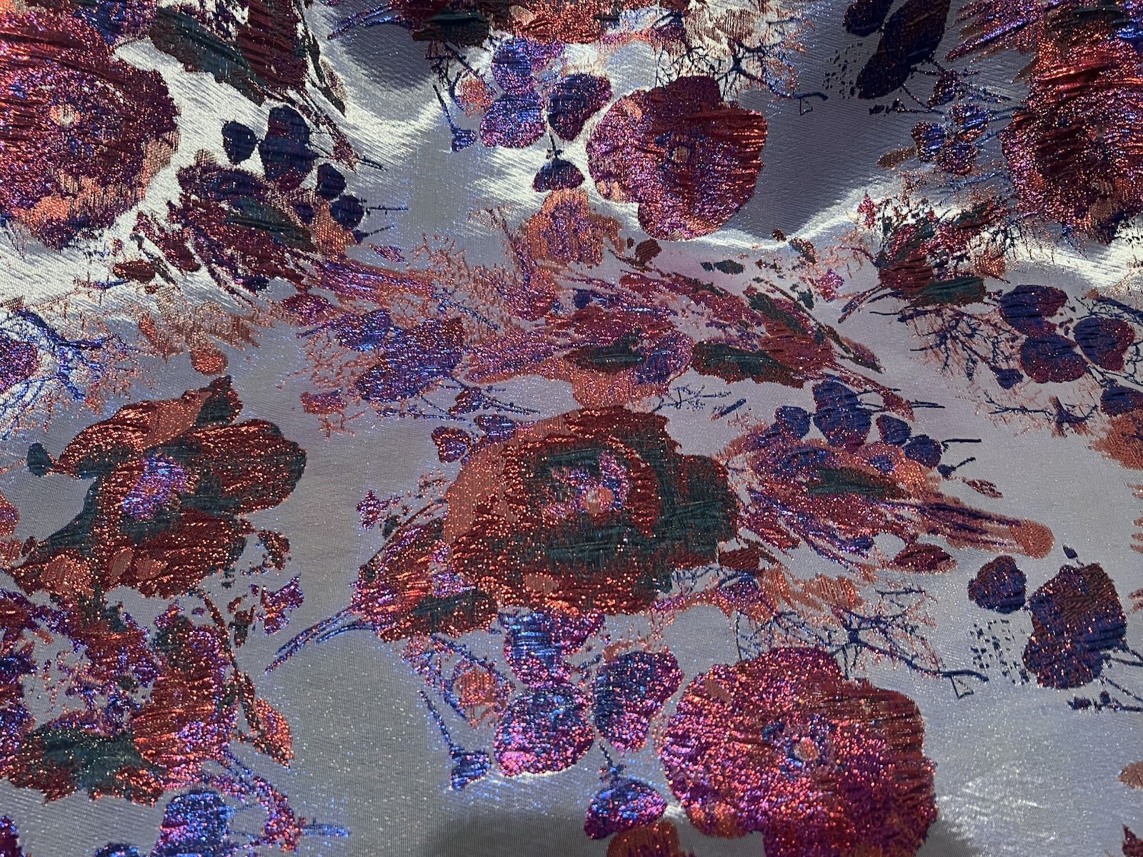 Purple blue Pink Jacquard Metallic Brocade Fabric 58” Width By The Yard