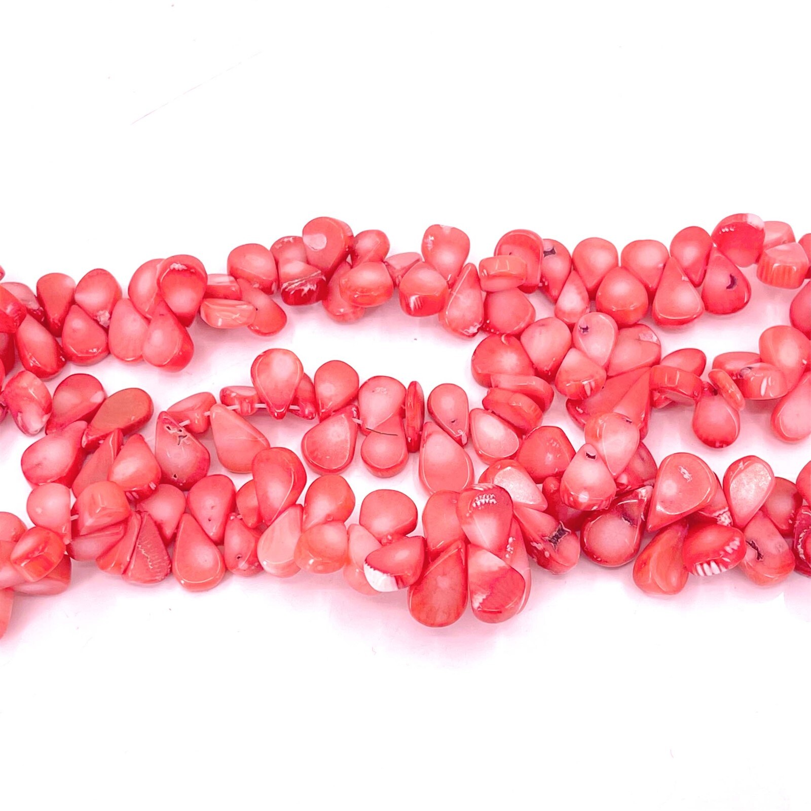 50 Pink Bamboo Coral Flat Teardrop Beads Drop 11mm – 13mm
