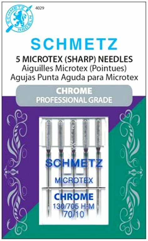 SCHMETZ CHROME MICROTEX SEWING MACHINE NEEDLES SIZE 70/10~5 PACK~PART# S-4029