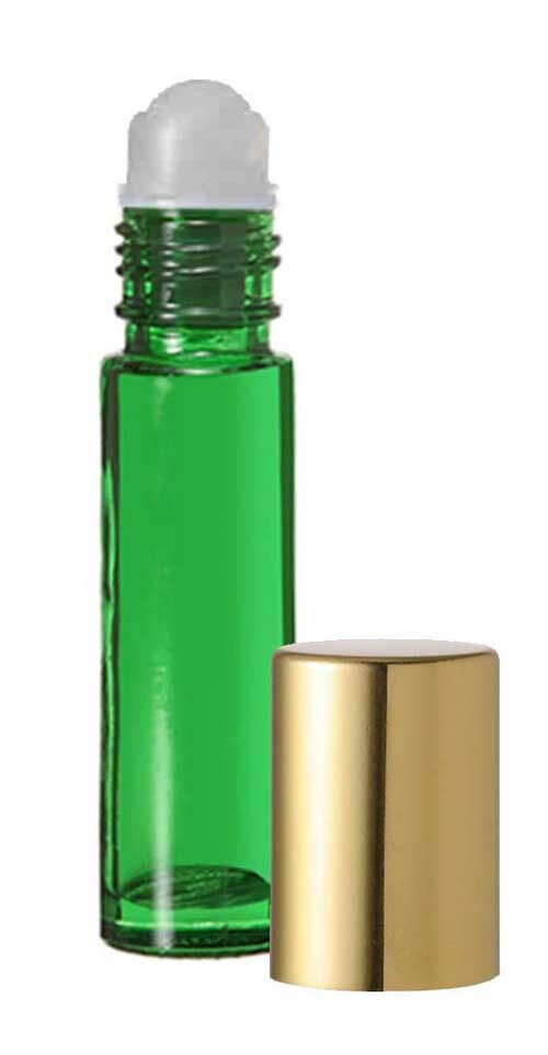 Roll on Essential Oil Bottles 10ml Silver/Gold Cap Glass Perfume 1/3 oz.