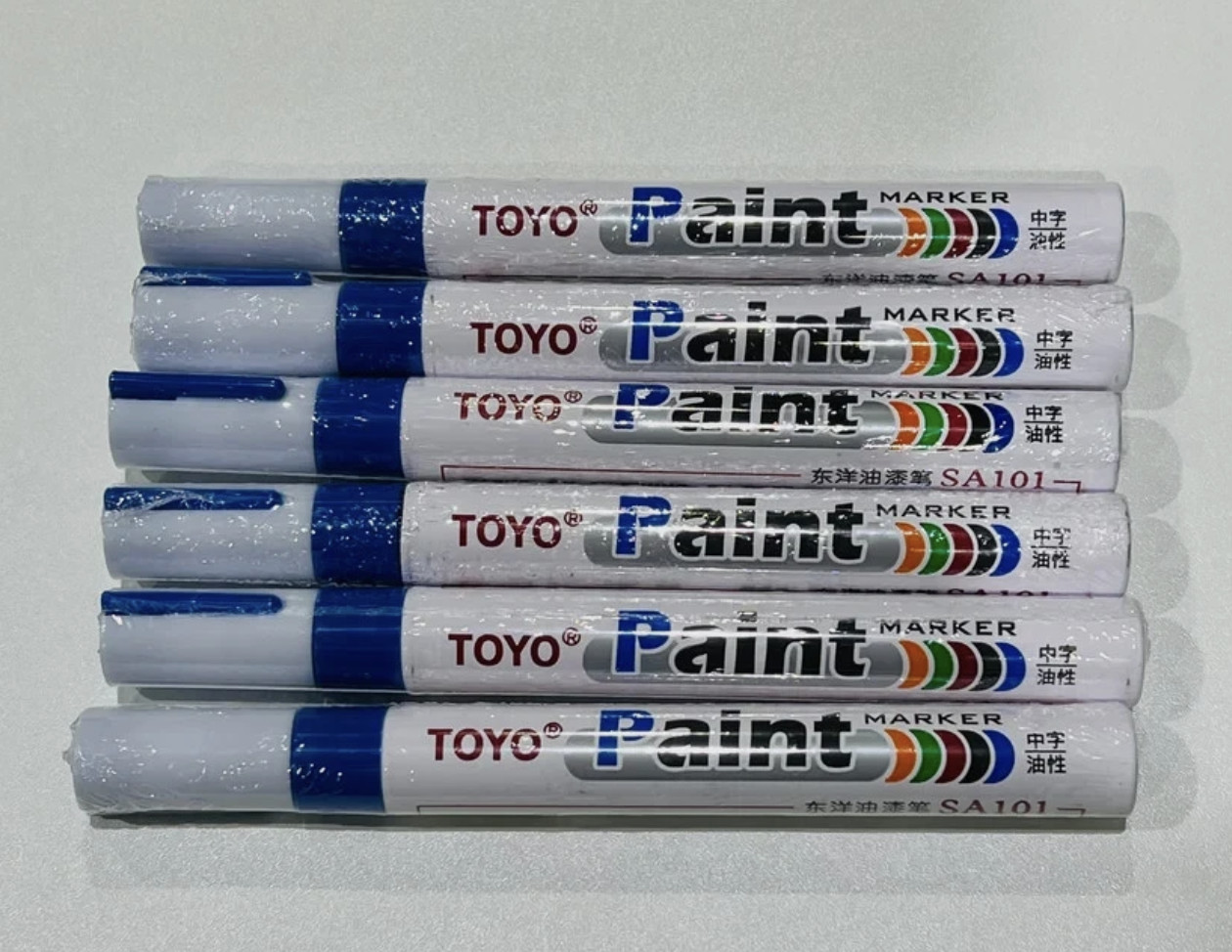 6-PACK BLUE Tire Lettering Paint Marker Pen,Waterproof Permanent Automotive