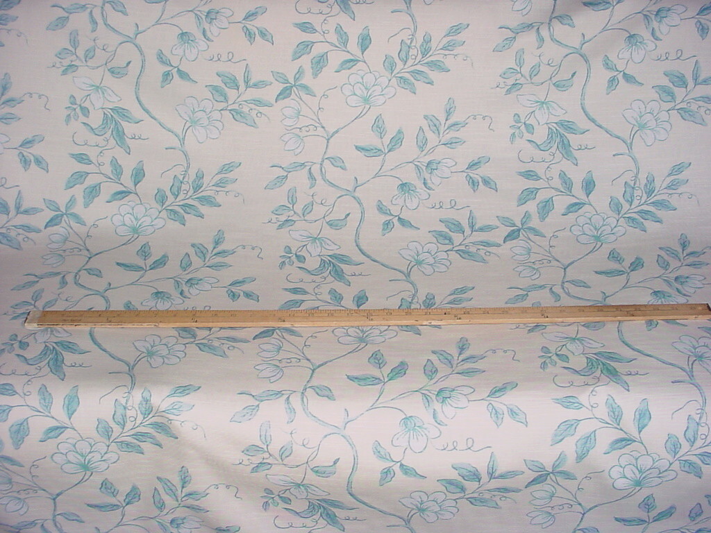 10-7/8Y GP J Baker PP50345 Opera Trail Aqua Floral Cotton Upholstery Fabric