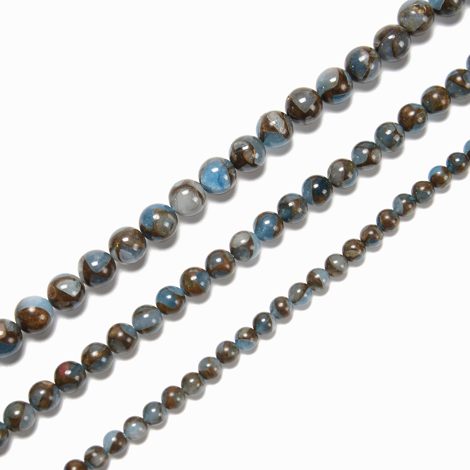 Blue & Copper Impression Jasper Smooth Round Beads 6mm 8mm 10mm 15.5″ Strand
