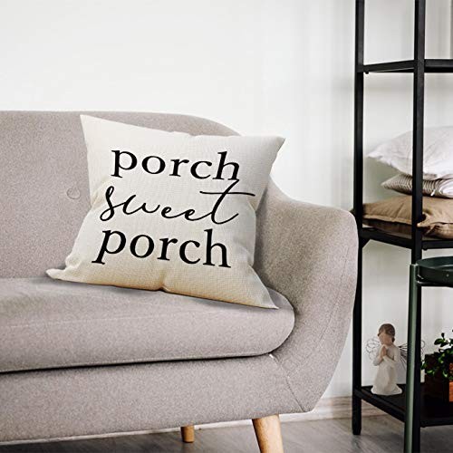 Mancheng-zi Porch Throw Pillows 18×18, Farmhouse 18″ x 18″ (Pack of 1) White