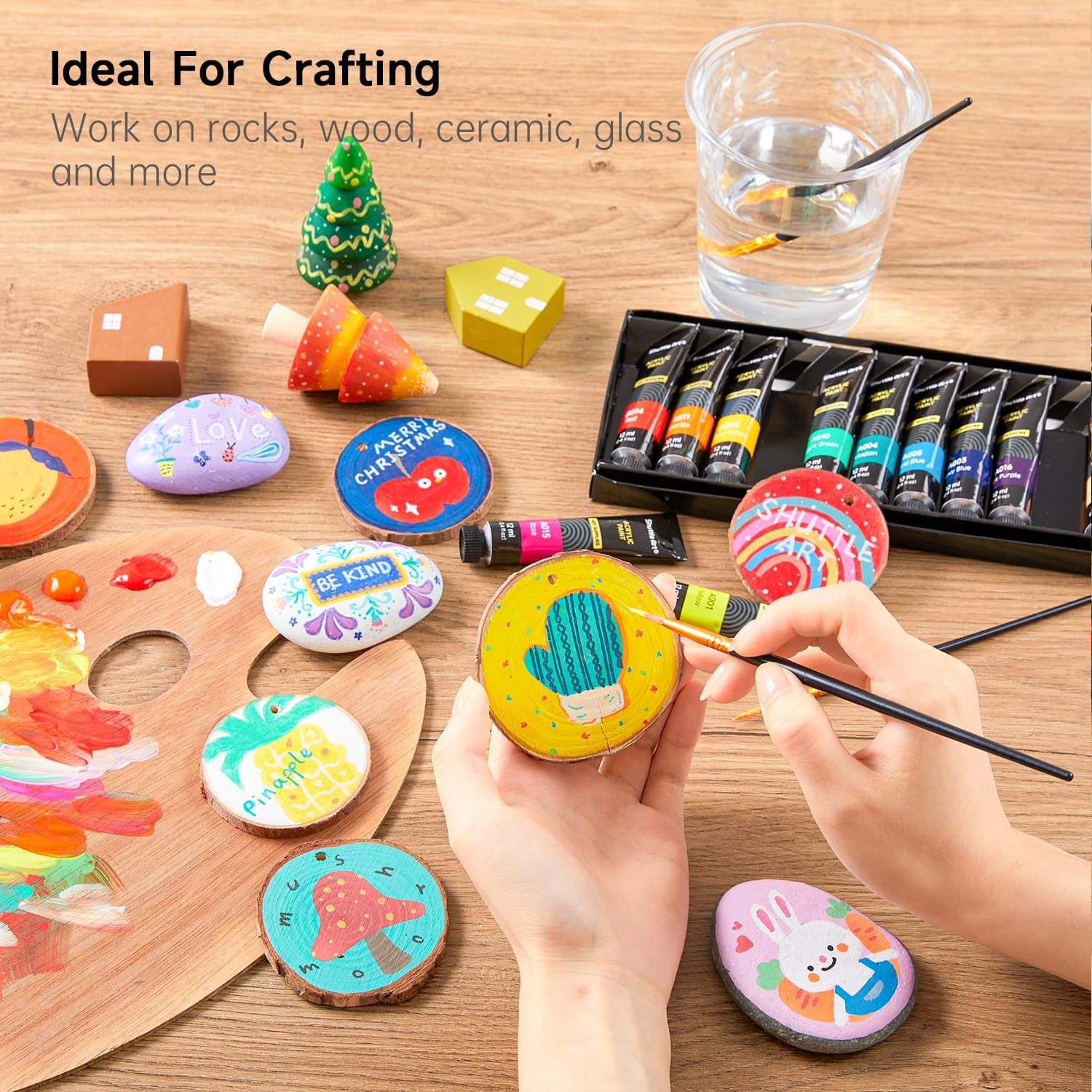 Acrylic Paint Set, 15 X 12Ml Tubes Artist Quality Non Toxic Rich Pigments Colors