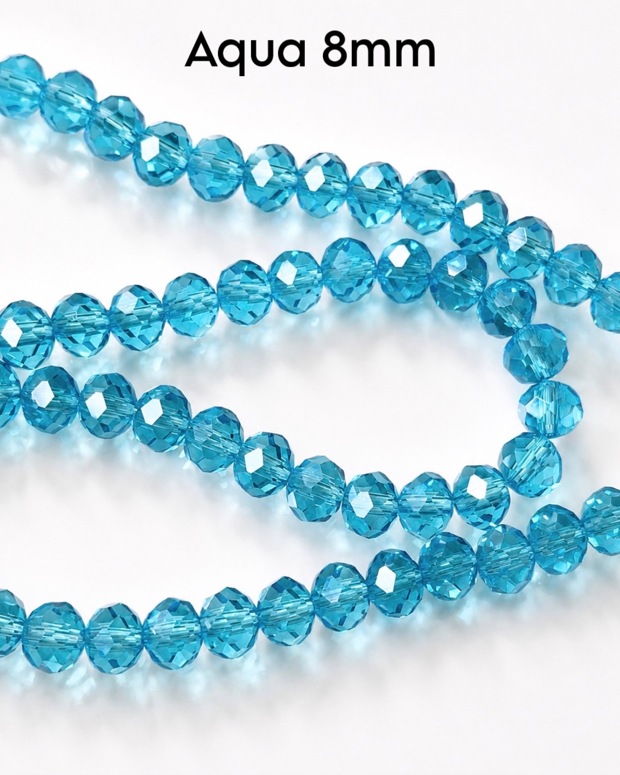 8mm Faceted Glass Rondelle Beads, 15 Inch Strand, Sparkly Crystal Beads, Jewelry