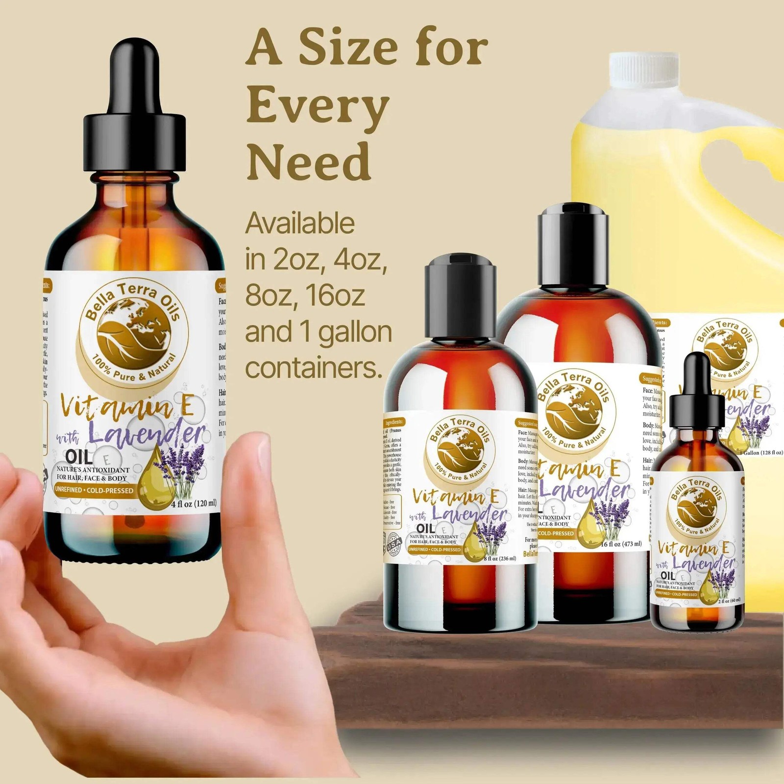 Vitamin E Oil with Lavender – 4oz | Nourishing Oil for Skincare, Haircare & Stre