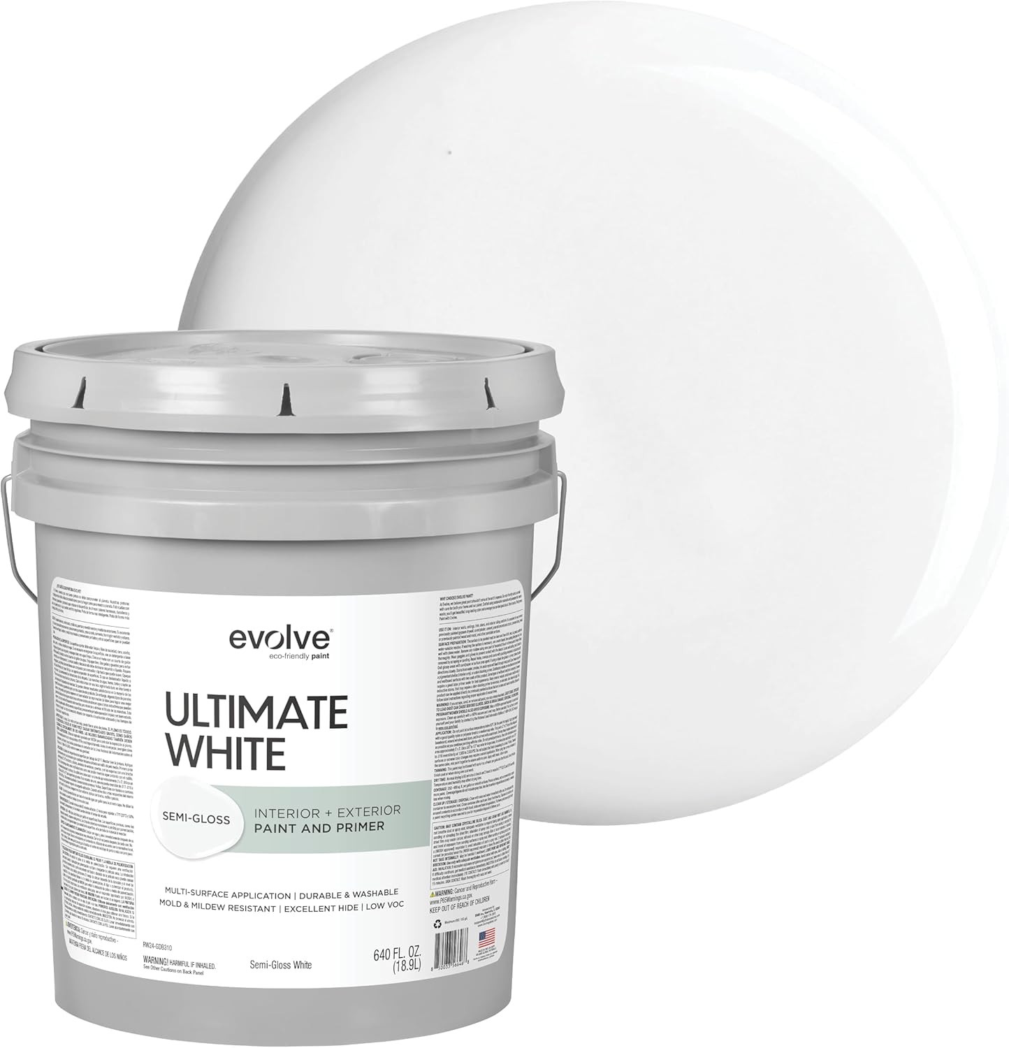 Ultimate White Paint & Primer in One, Semi-Gloss White, 1 Gallon – Interior & Ex