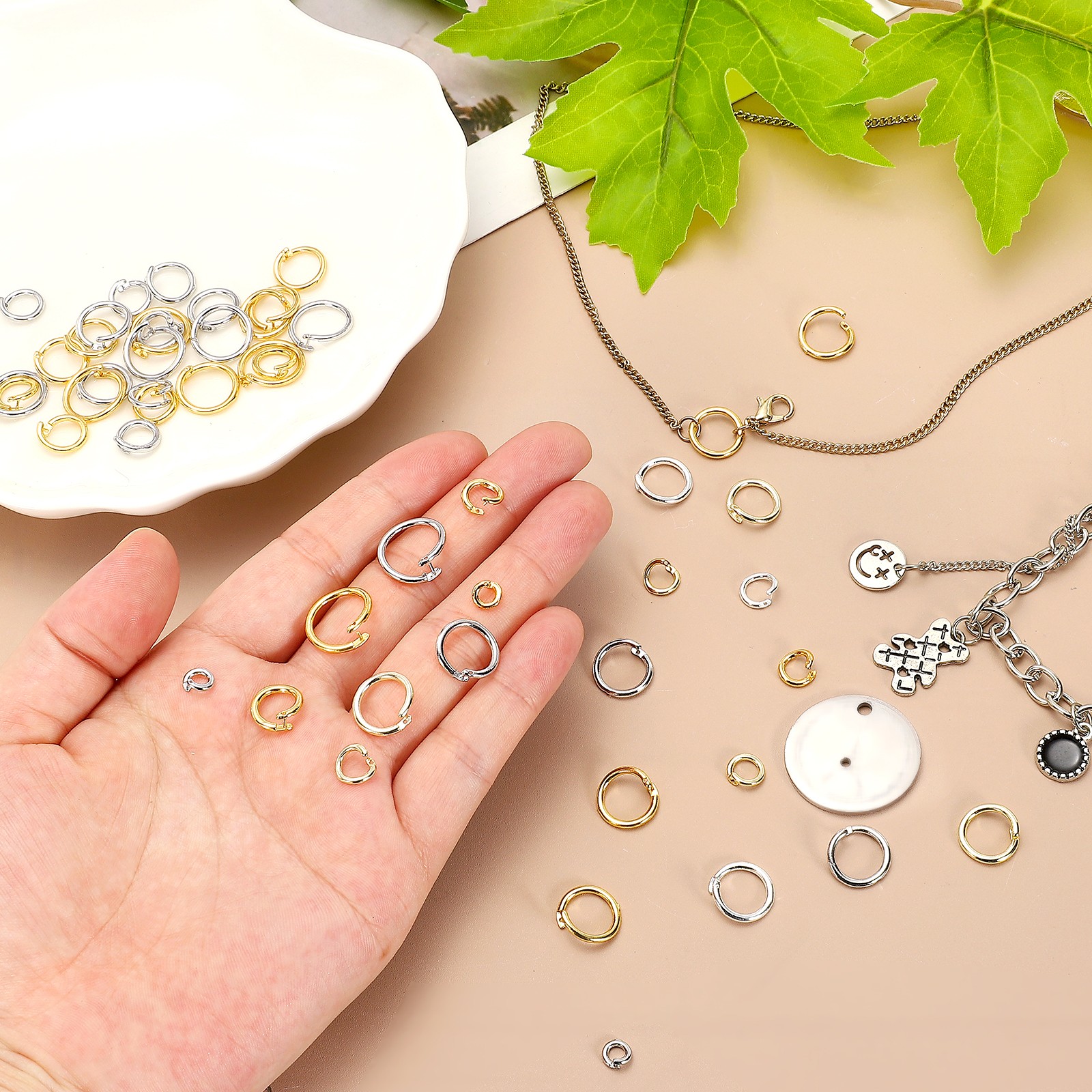 30 Pcs Locking Jump Rings 5.5/7.5/10mm Round Twist Clasp 14k Gold