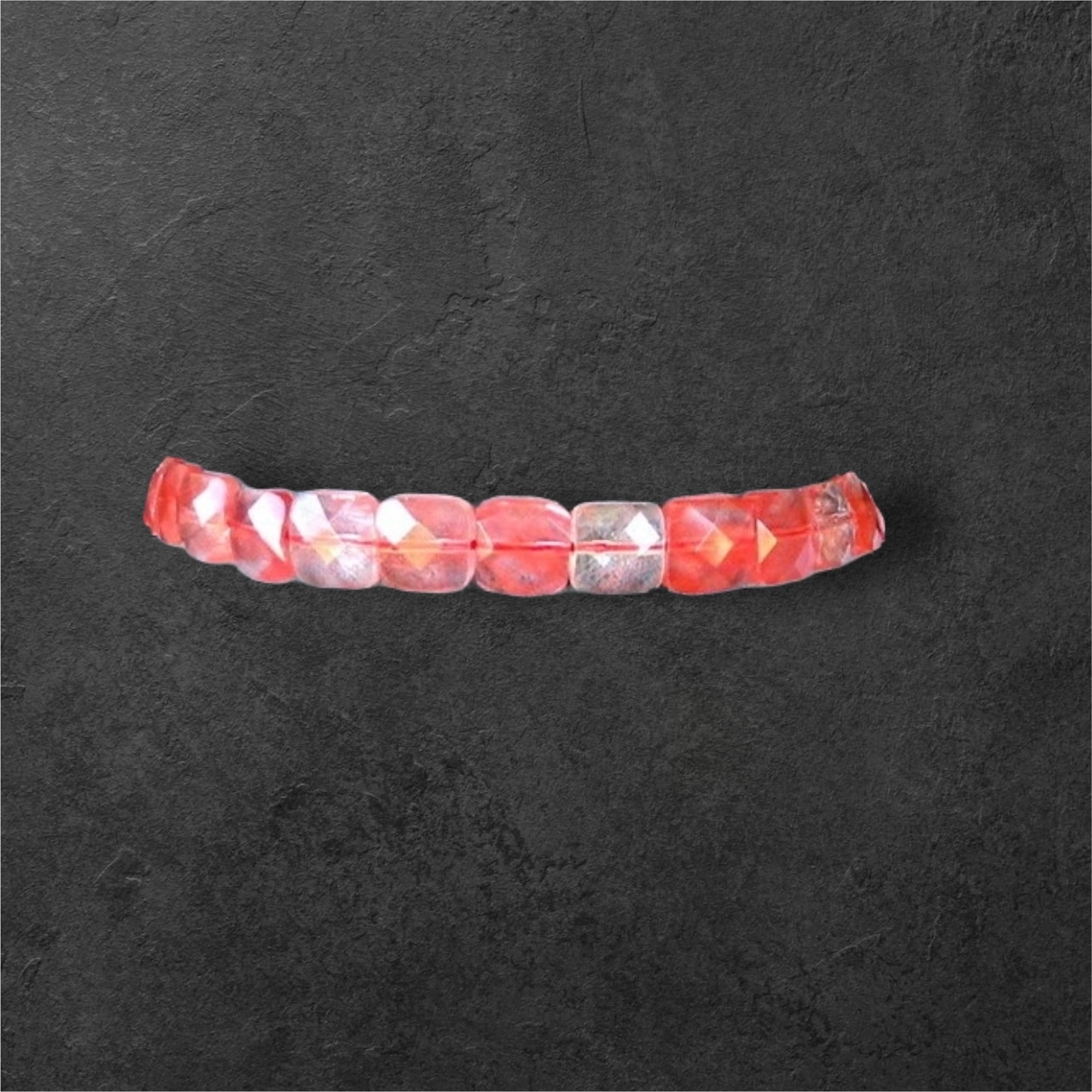 Cherry Quartz (Lab) Faceted Square Bead 16″ Strand | 10x10mm | 39 Beads |