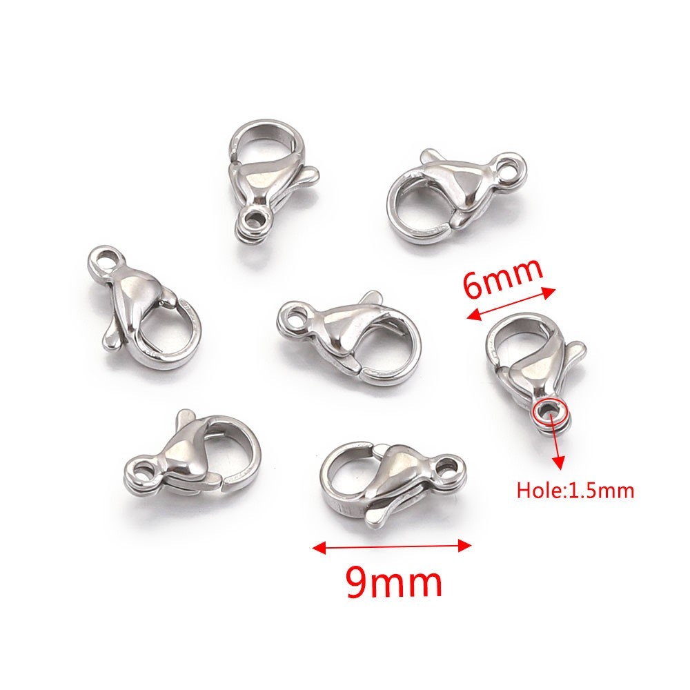 5pcs 316L Stainless Steel Lobster Clasp Hook Claw Clasp Findings 10/12/15mm TH3