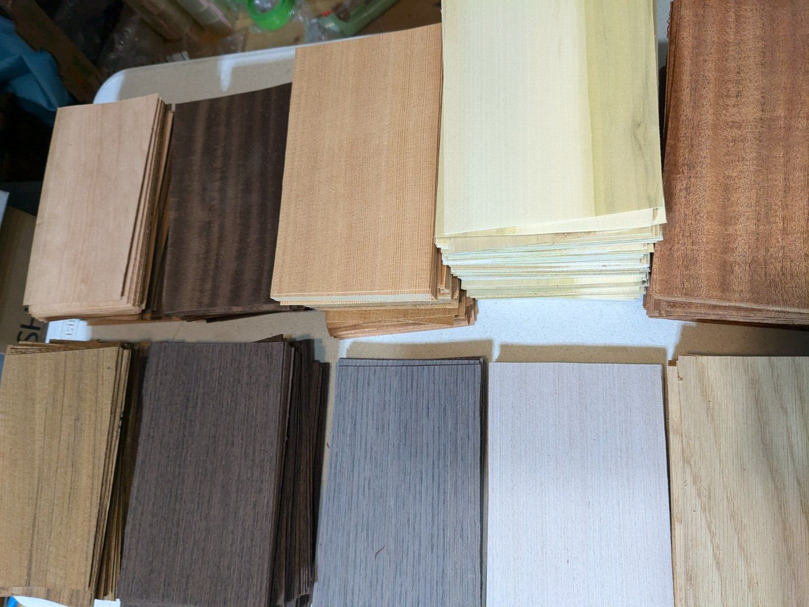 Grab Box full of Mixed WOOD Veneer 5″ x 8″ sheets 55-70 pcs       IC30