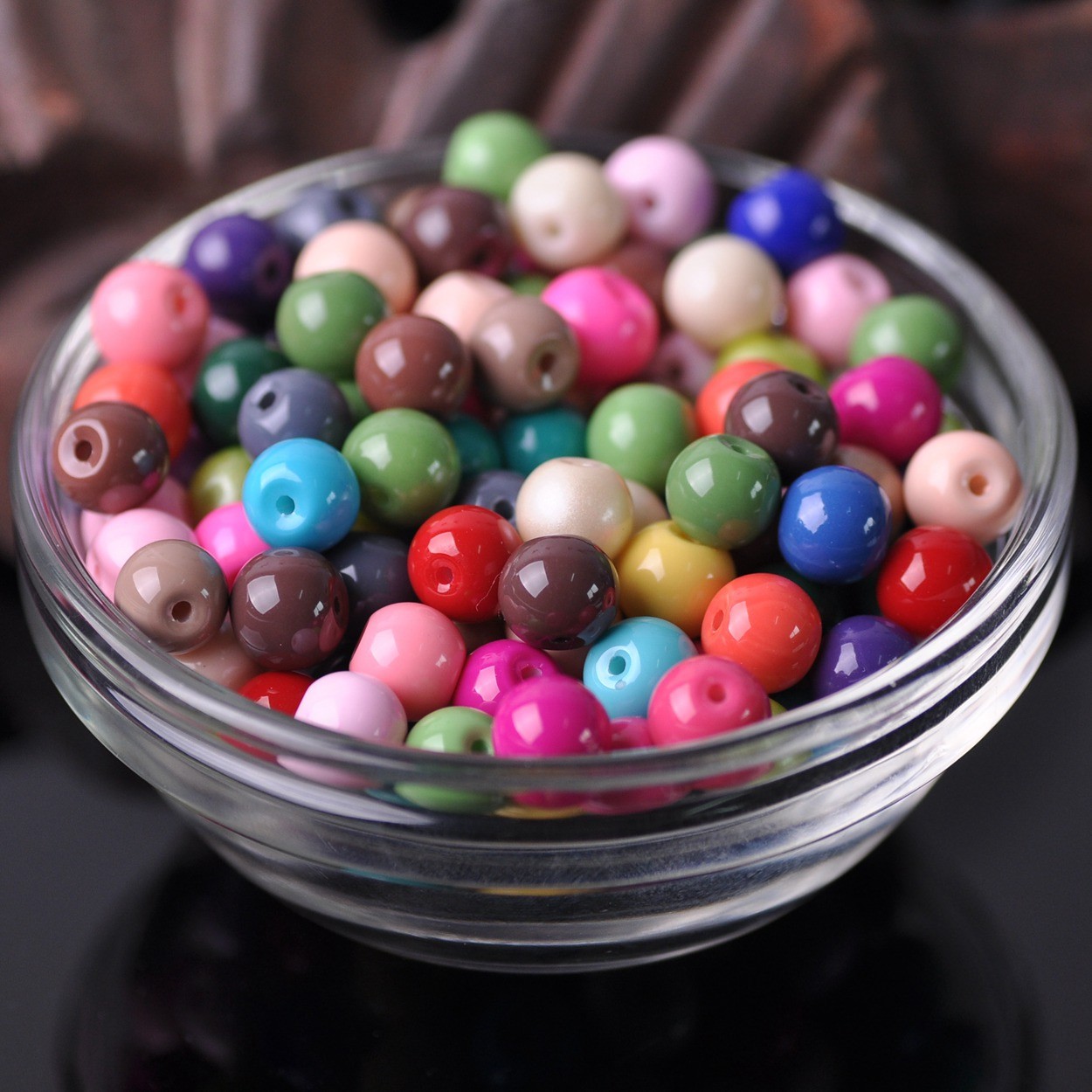 Solid Color Coated Round Glass Loose Spacer Beads for Jewelry Making 4mm 6mm 8mm