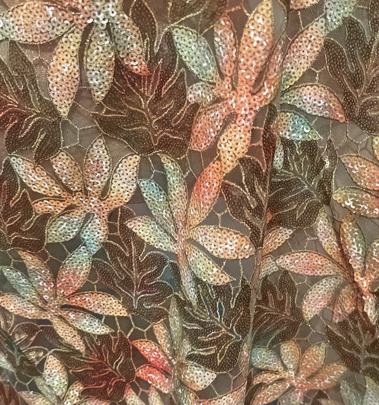 Multicolor Sequins Embroidered Lace Fabric 50” Width Sold By The Yard
