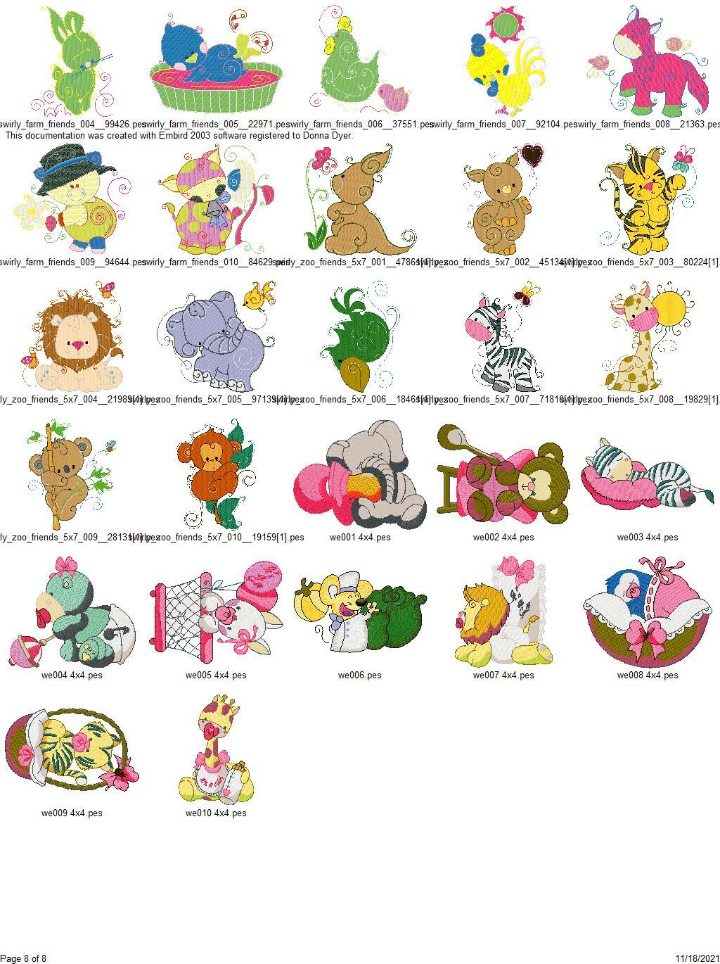 272 CUTE BABY ANIMALS EMBROIDERY MACHINE DESIGNS COLLECTION PES