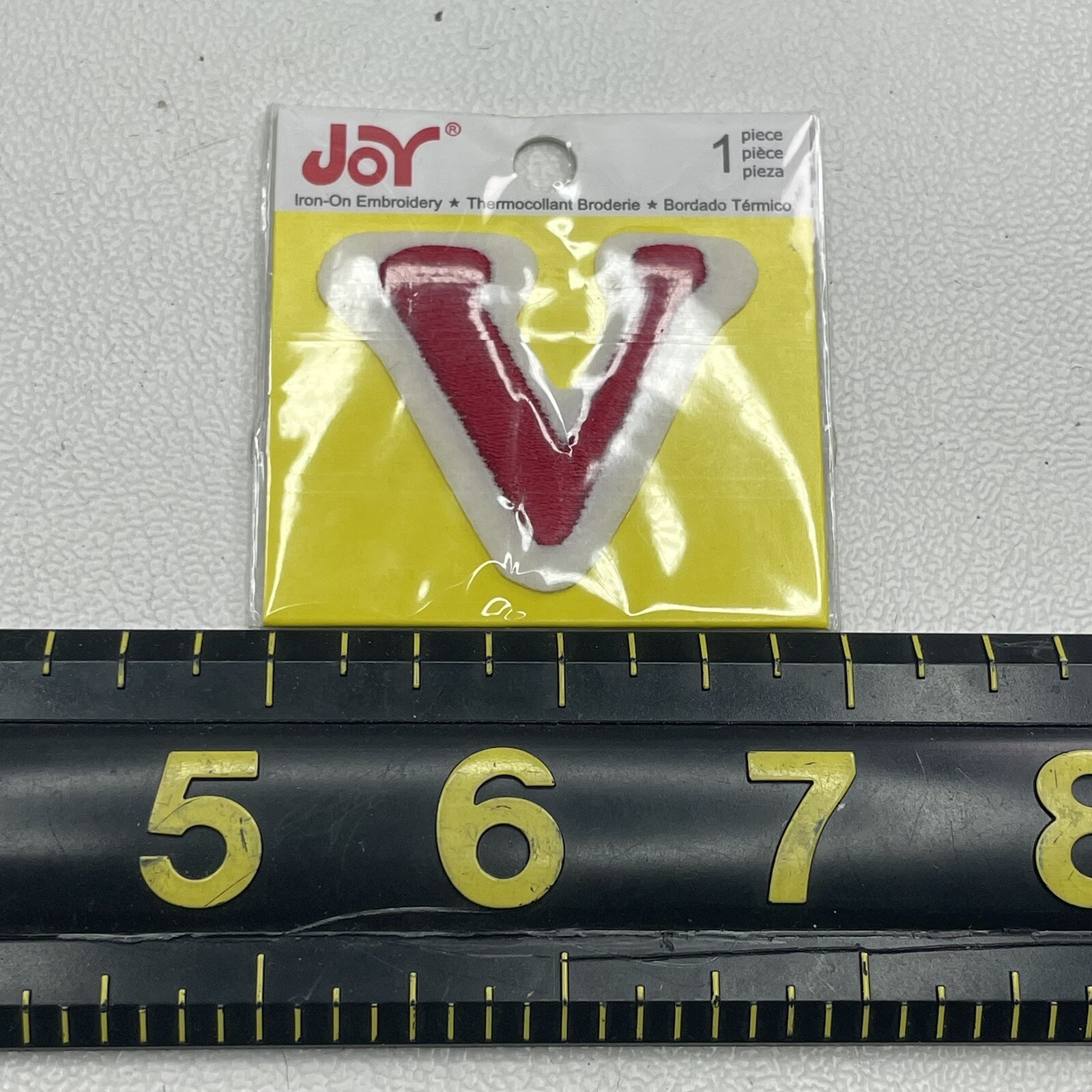 Small 1.5” Letter Initial V Patch (Red On White “V”) M010