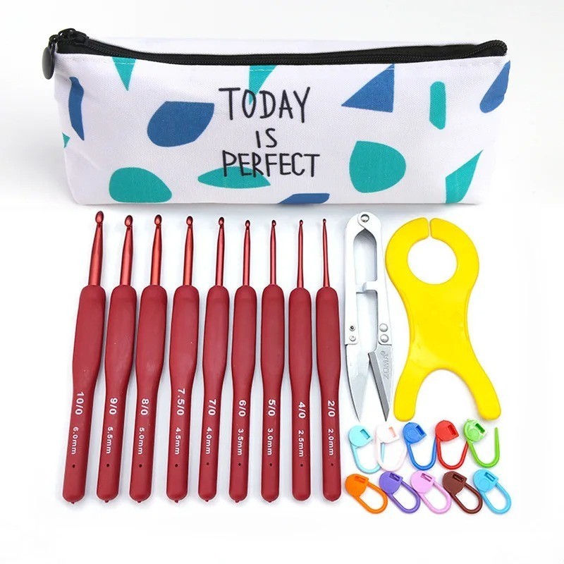 Crochet Hooks Set Steel Pastel 17 Styles Ergonomic Easy Grip Bright