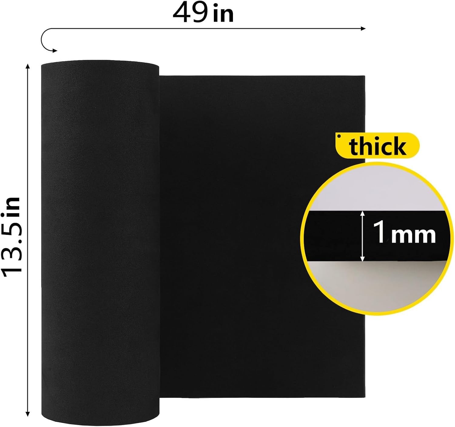 EVA Foam Roll Black 1mm Thick 49×13.5 Inch High Density Cosplay Craft DIY Sheet