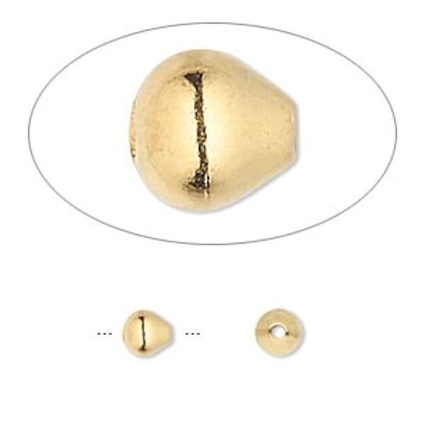 Bead, 100 Gold Plated Brass Smooth 5x5mm Pear Teardrop with 0.9mm Hole