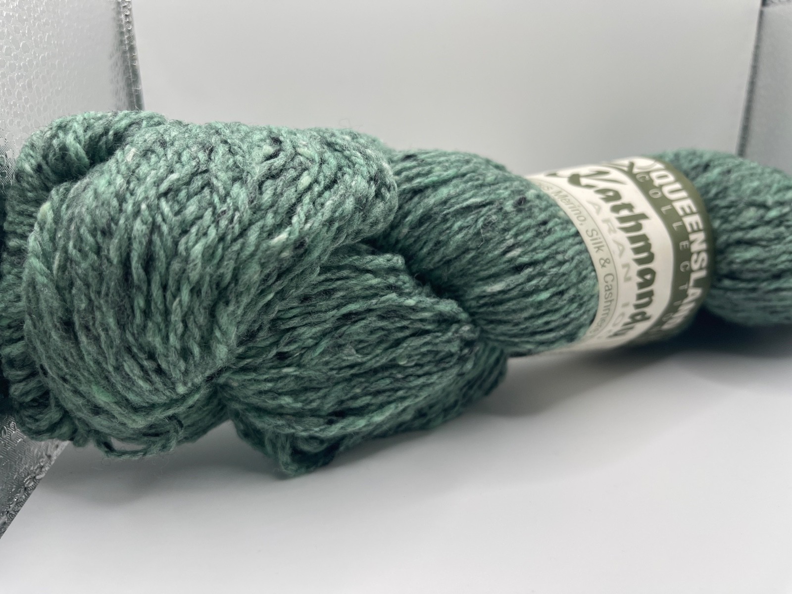 Queensland Kathmandu Aran 100 Merino Silk Cashmere Tweed Yarn #46 Viridian 208yd