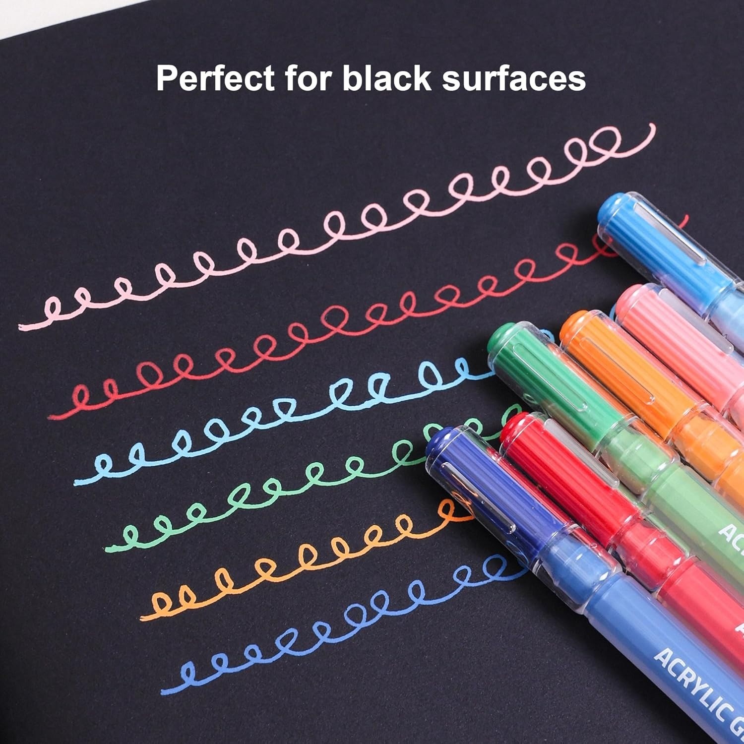6 Colors Acrylic Gel Pens Set, 1.0mm Extra Fine Tip Paint Markers