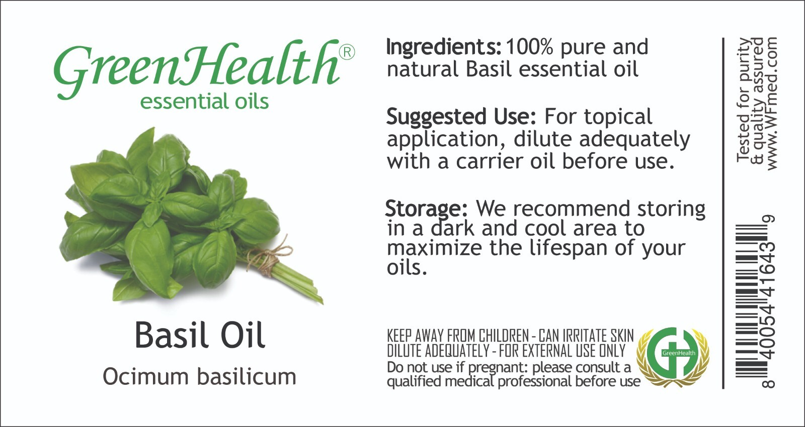 Bulk 8 fl oz Basil Essential Oil Pure Natural in Aluminum Bottle