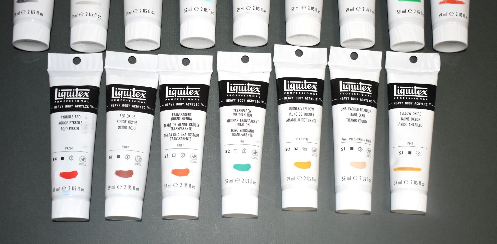 25 Different Colors Liquitex Heavy Body Acrylics – 2 oz Tubes – Retail $273.10