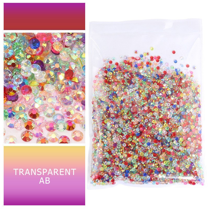Bulk 2-6mm Jelly AB Resin Non Hot Fix Rhinestones Flat Back