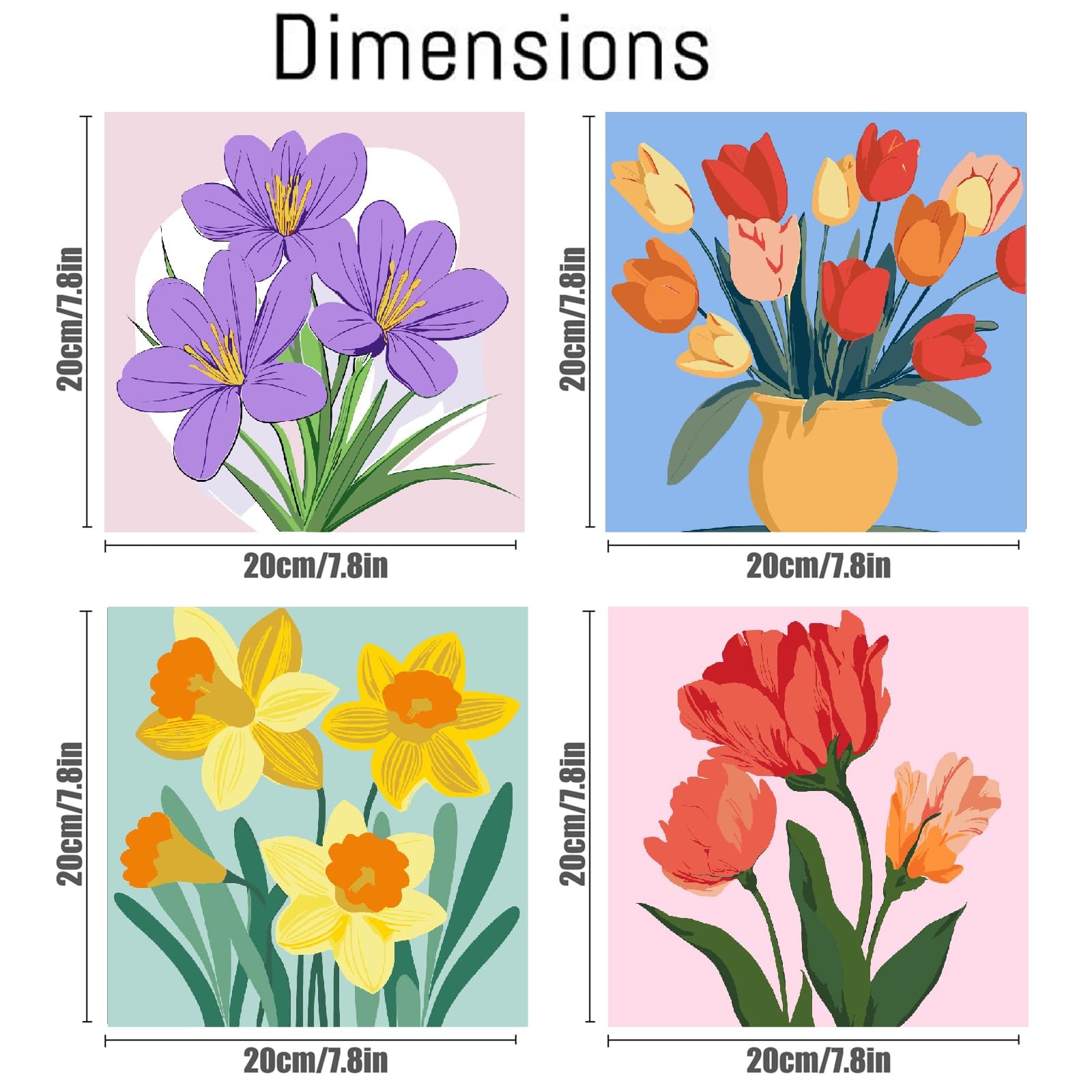 4Pack Framed Flowers Paint by Numbers Kit for Adults Beginner & All Ages 812 …