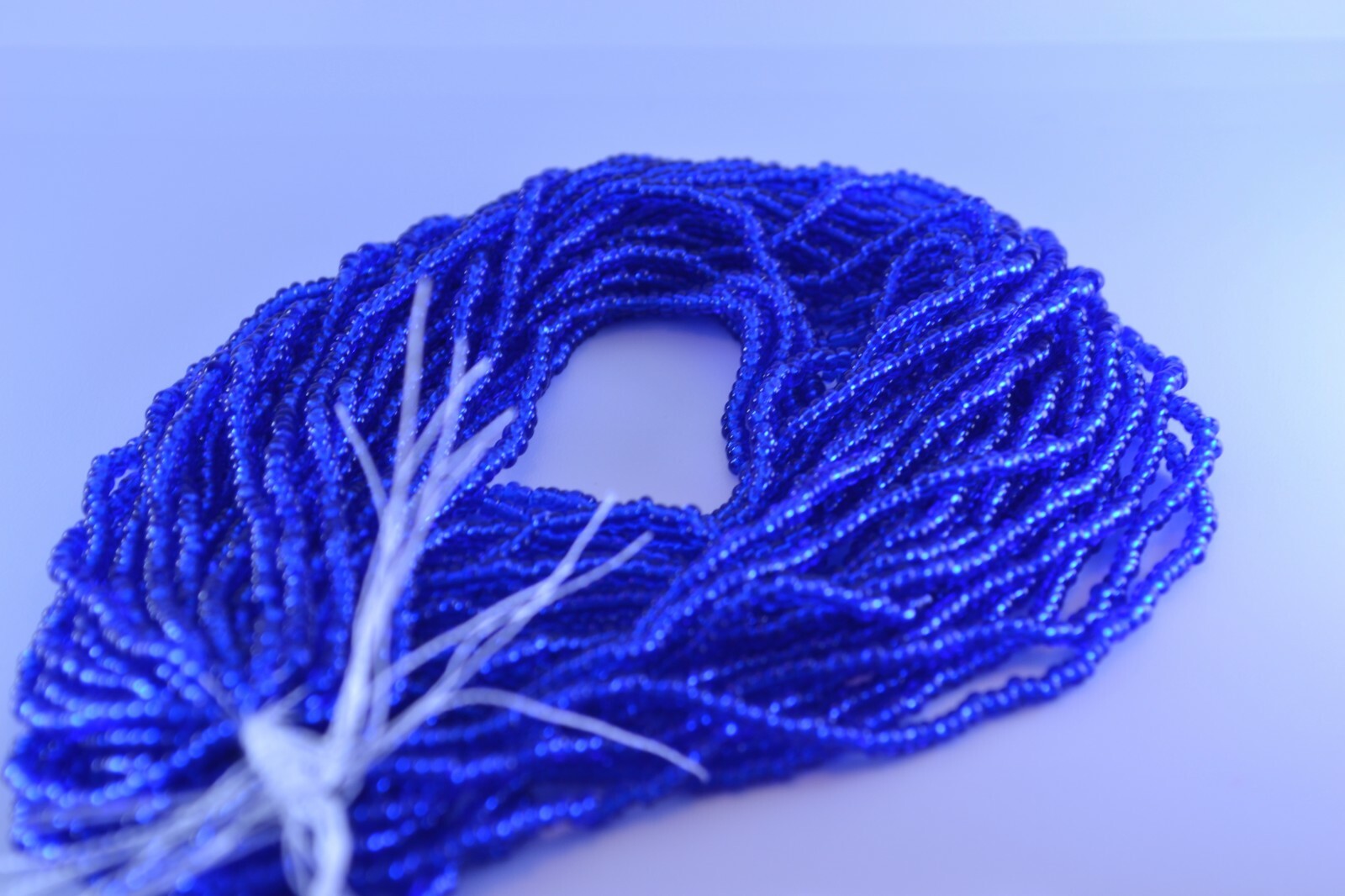 Transparent Cobalt Blue Czech PRECIOSA® glass 11/0 rocailles seed beads, 1 Hank