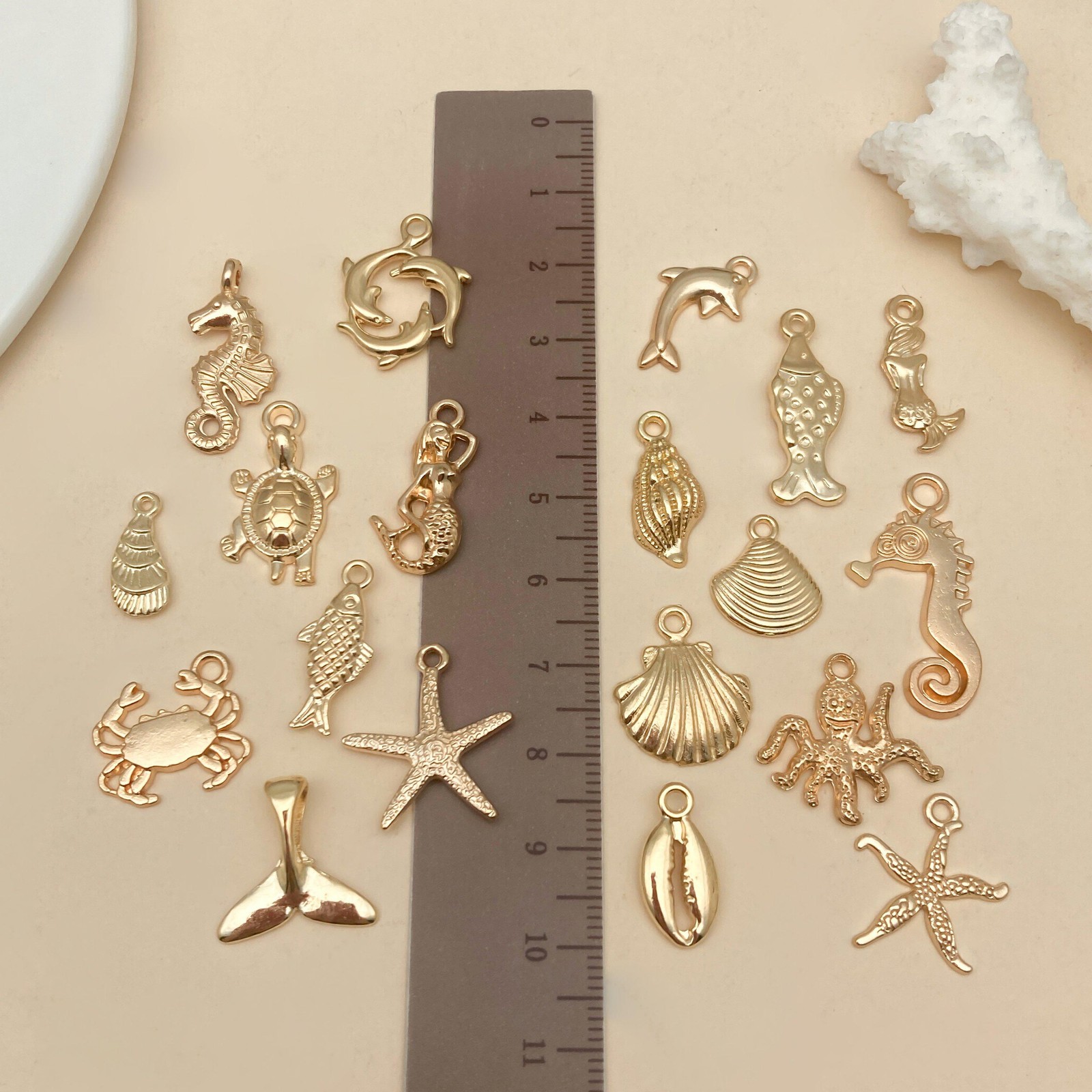 50/100pcs Mixed Ocean Charms Shell Starfish Seahorse Pendants Diy Jewelry Making