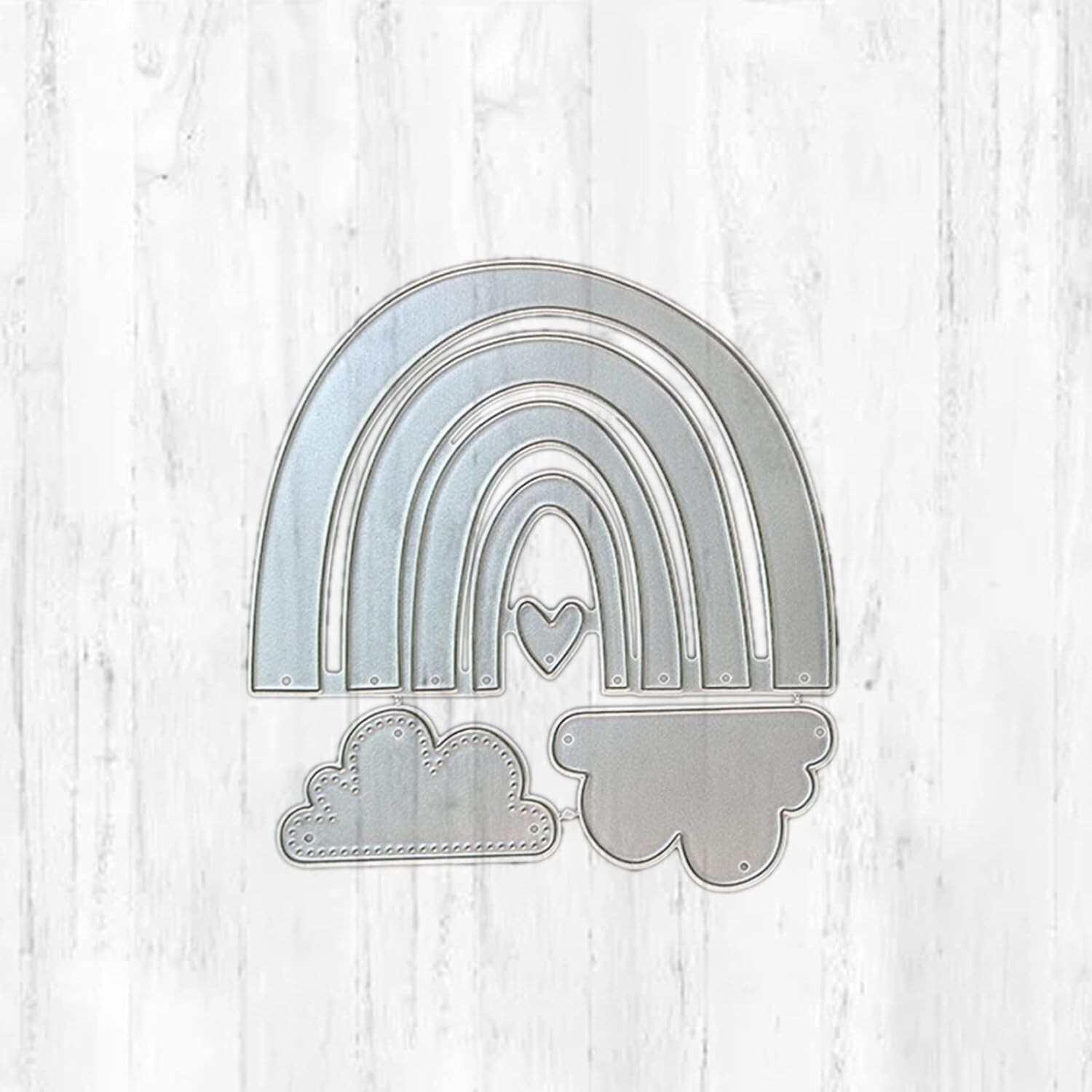 Silver Carbon Steel Cutting Die Metal Rainbow Cloud Love Heart Die Cut Mold T…