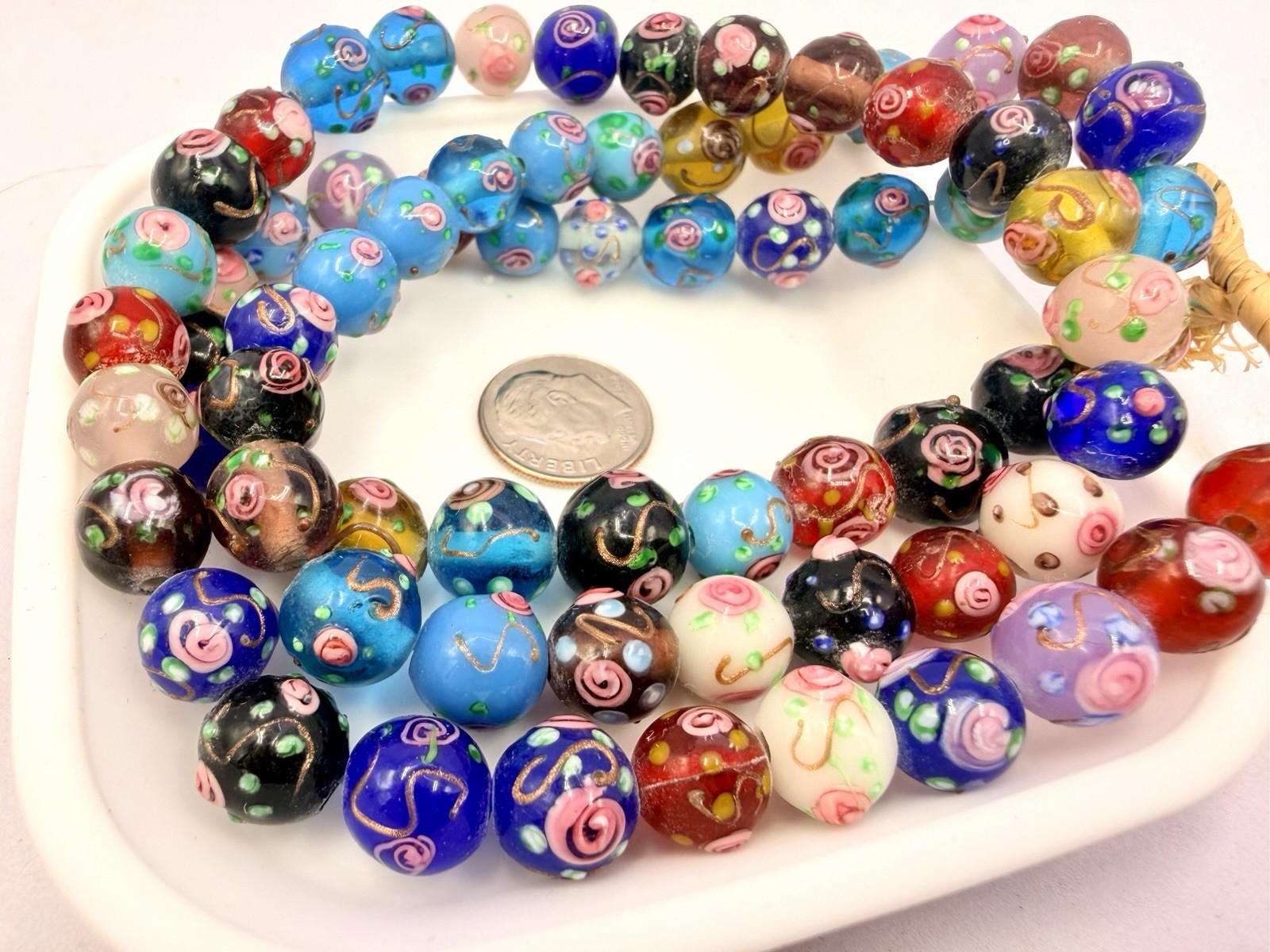 70 Pcs Colorful 10mm Handmade Lampwork Beads 10mm Closeout New Old Stock H