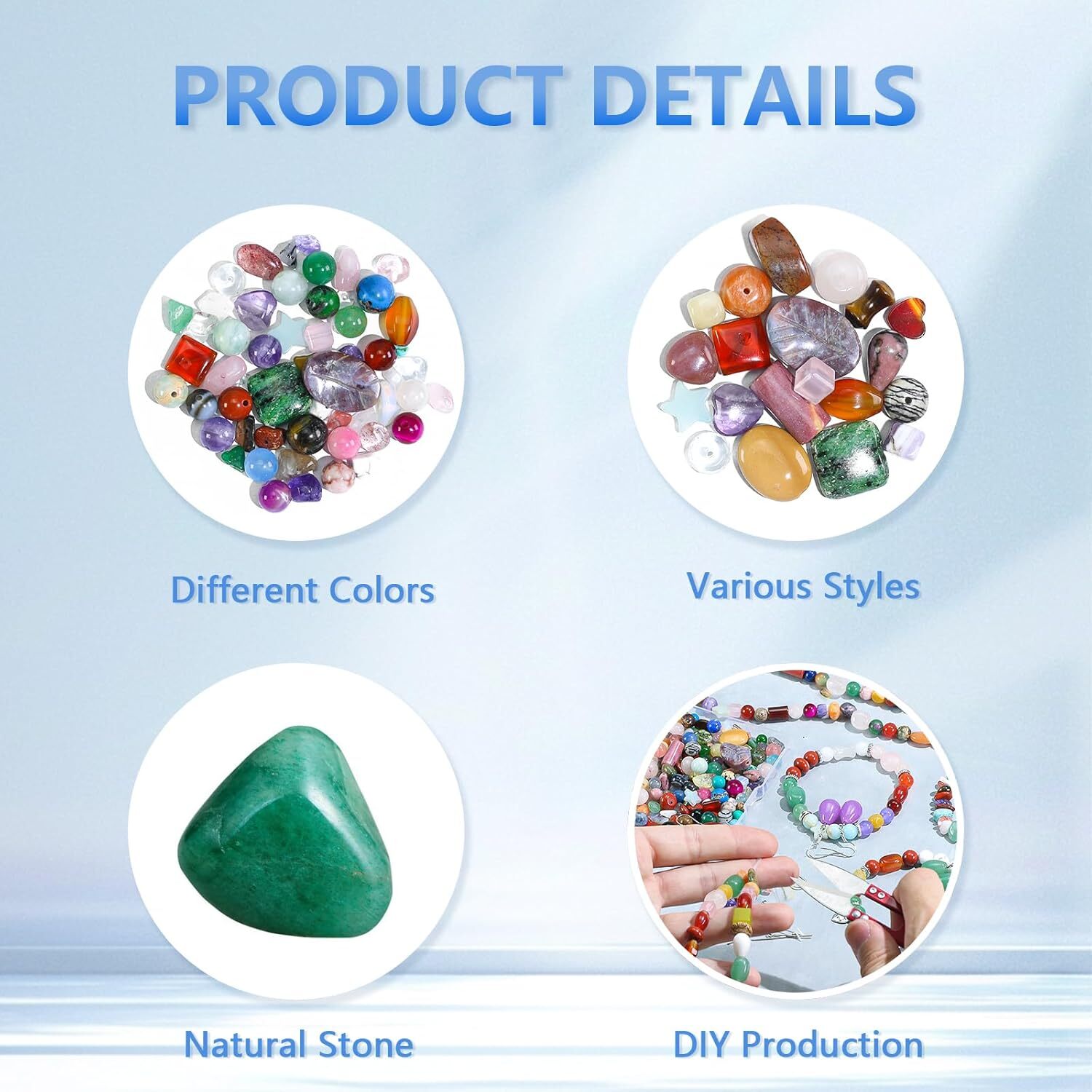 Assorted Beads for Jewelry Making, Mixed Bulk Natural Stone Beads for Crafts …