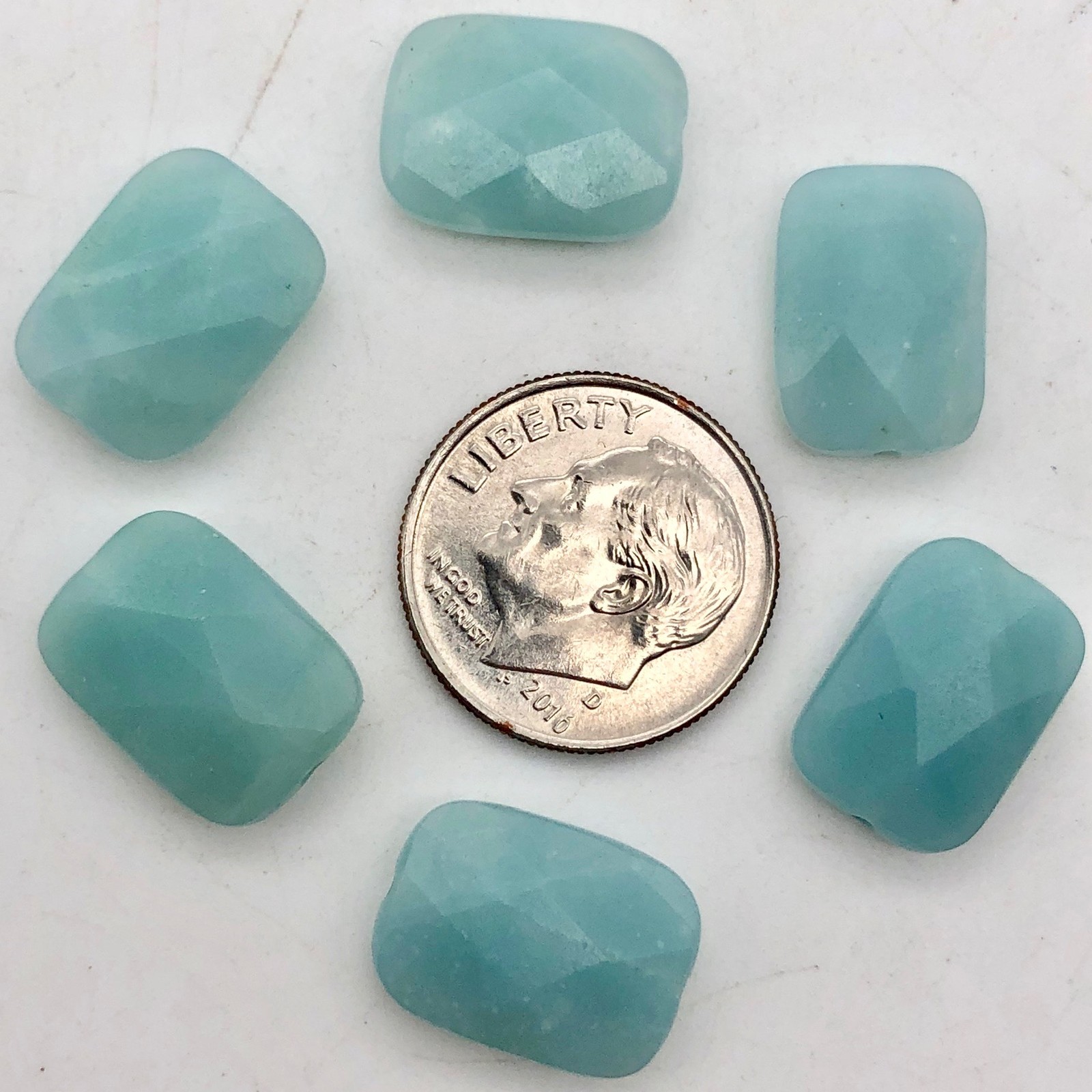 Gem Quality Faceted Amazonite Beads | 14x10x7mm | Blue | Oval | 6 Beads
