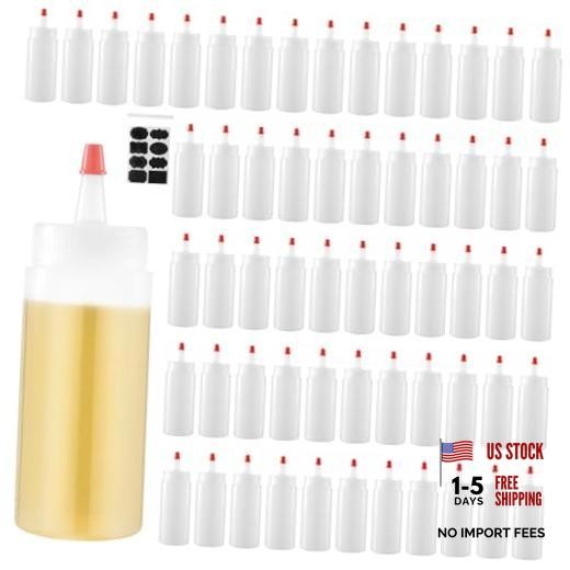 50 Pack 4 oz Squeeze Bottle, 120 ml Squeeze Bottles for Sauces, Plastic
