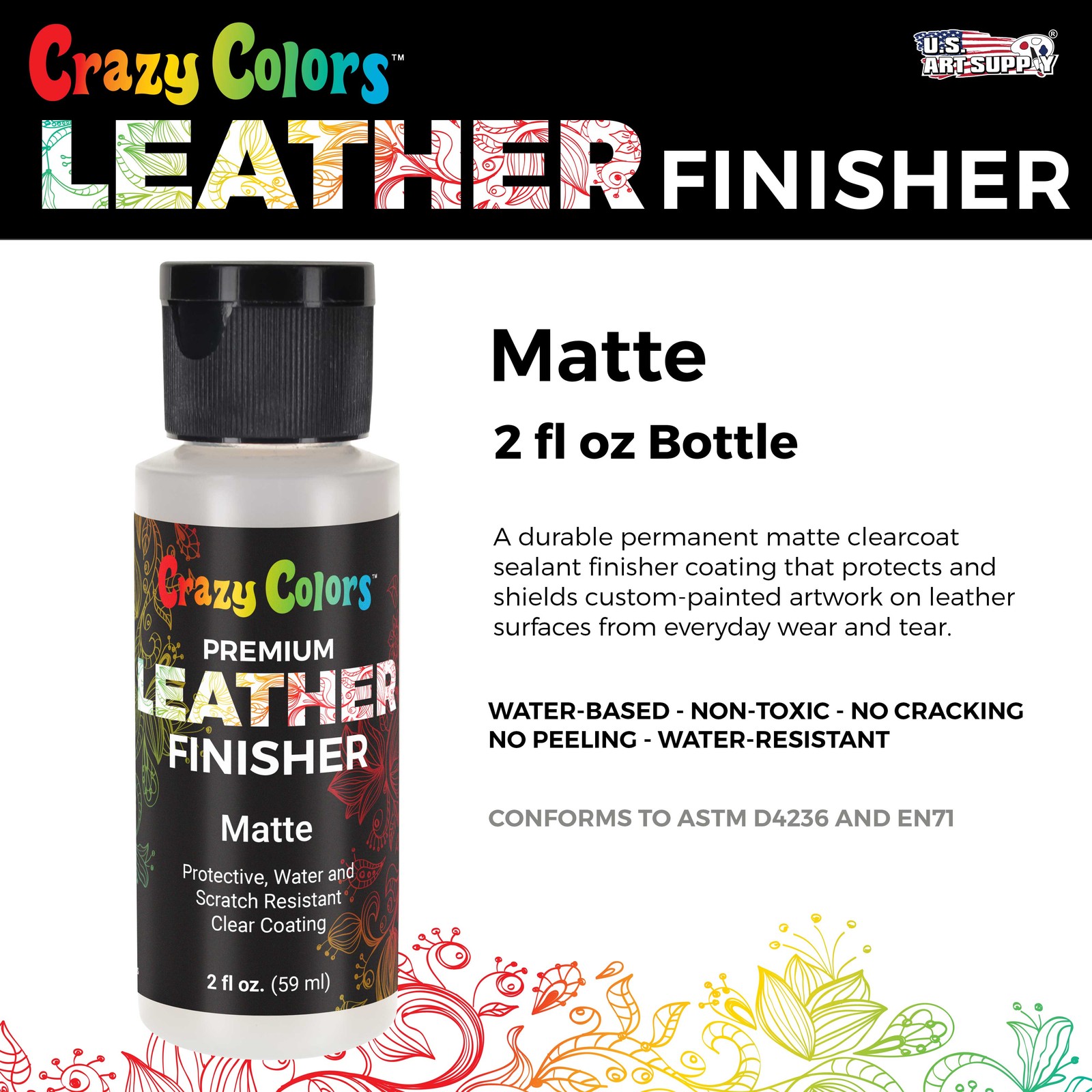 Premium Matte Acrylic Leather and Shoe Paint Finisher, 2 oz – Protective Finish