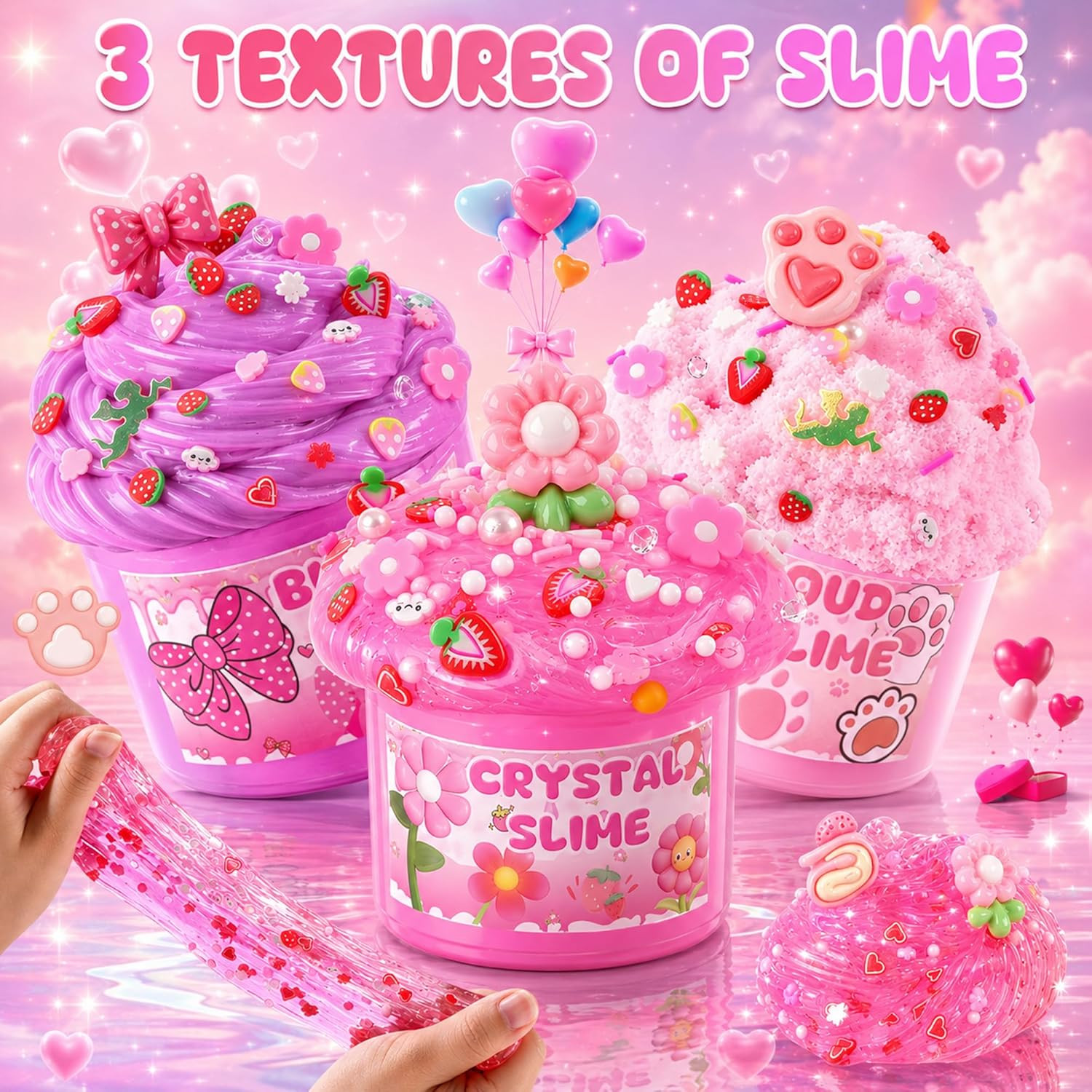 6Pack Cloud Slime Kit Girls Ages 8-12 Party Bag Stuffer Birthday Gift