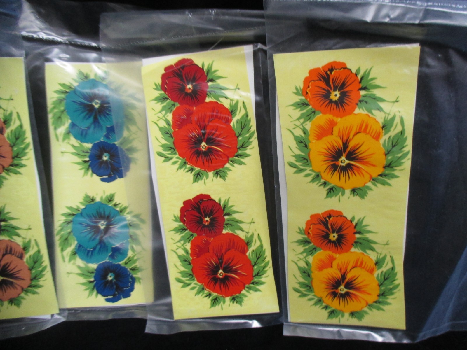 16 Ceramic Waterslide Decals, Pansies, Assorted colors