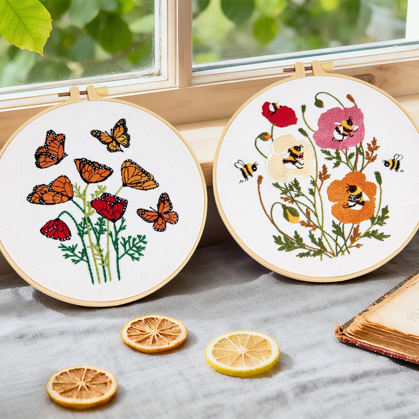 Flowers Embroidery Kits for Beginners Adults, Butterfly Hand Embroidery Start…