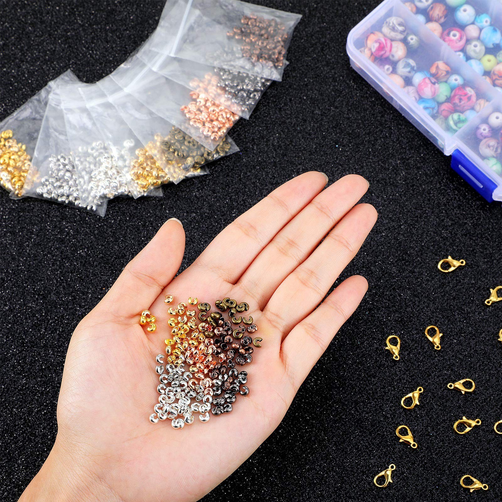 Hicarer 800 Pieces Crimp Bead Covers 3mm Multicolor Half 3.0 mm,