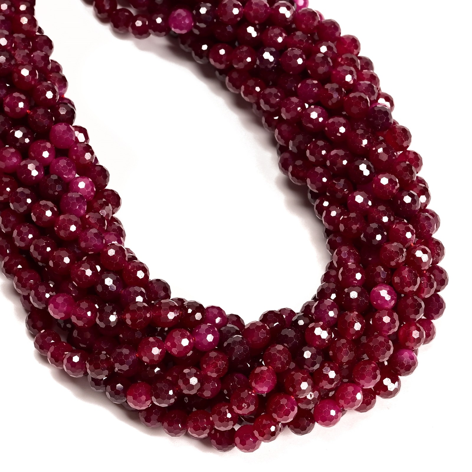 Natural Grade AA Ruby Micro Faceted Round Beads Size 6mm 15.5” Strand