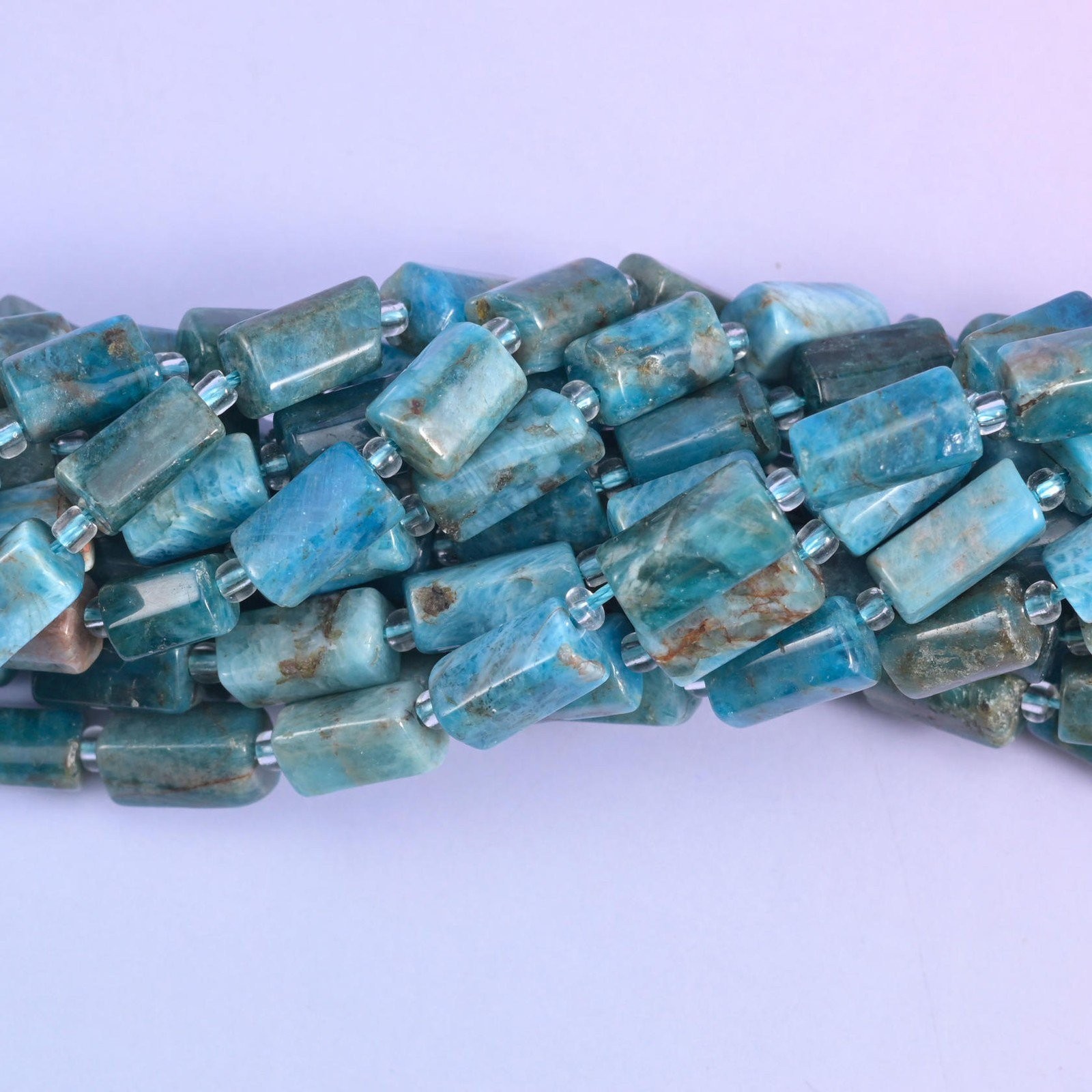 Blue Apatite Faceted Tube Beads Size 12x8mm Jewelry Making 15.5 Inch Strand