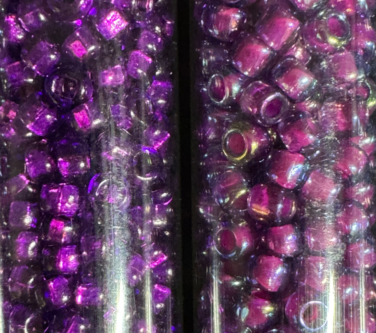 Glass Seed Bead Lot 30 Tubes – Purple, Pink, Magenta & Red – Different Sizes NOS
