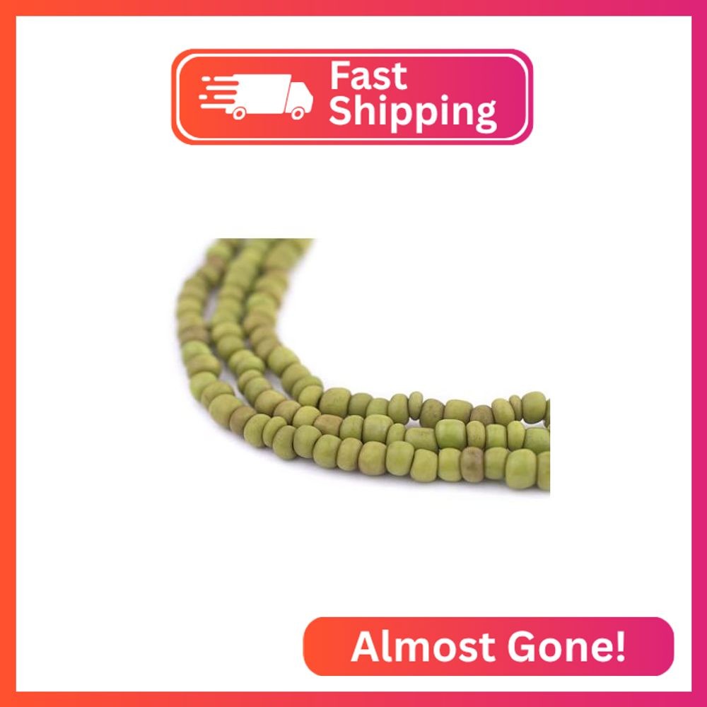 The Bead Chest Lime Green Java Glass Seed Beads (4mm, 48″ Strand)