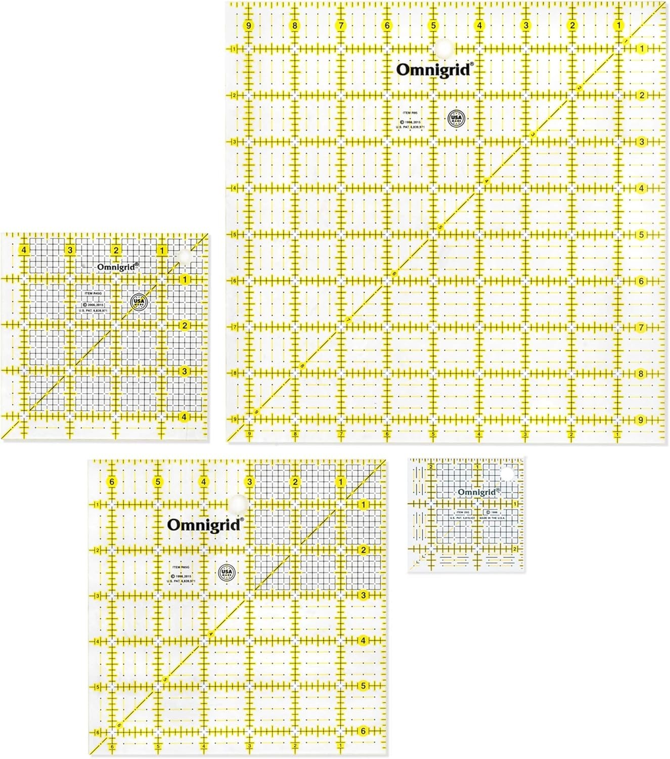 Quilting Ruler Set 4-Pack 2.5″ 4.5″ 6.5″ 9.5″