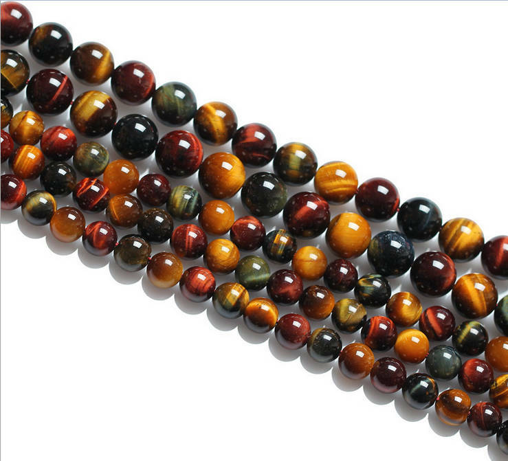 Multi-Color Tiger Eye Smooth Round Beads 4mm 6mm 8mm 10mm 12mm 15.5″ Strand