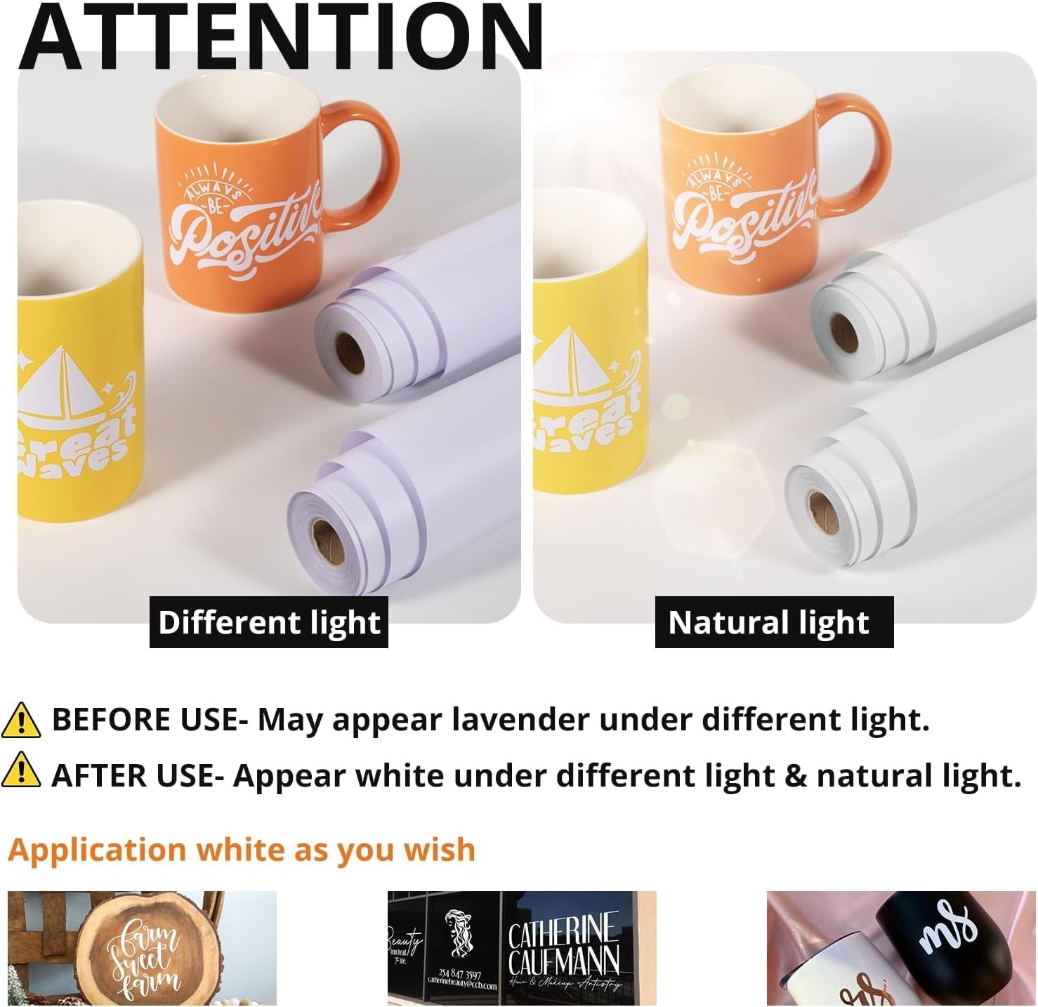 HTVRONT White Permanent Vinyl, 12″ x 14 FT Glossy White Adhesive White Vinyl Rol